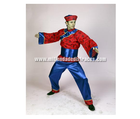 Disfraz de Chino adulto. Talla única 52/54. Incluye sombrero, camisa, cinturón y pantalones.