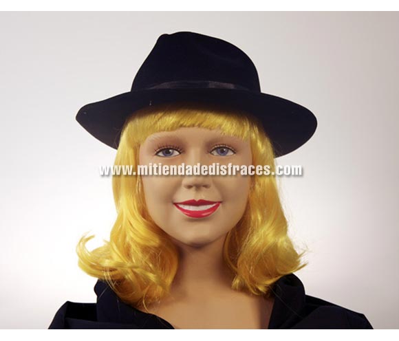 Sombrero Ganster de eva flocado negro.