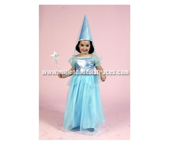 Disfraz de Hada Azul infantil. Talla de 2 a 4 años. Incluye vestido y sombrero.