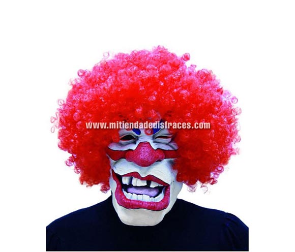 Máscara de Payaso con el pelo rizado y rojo.