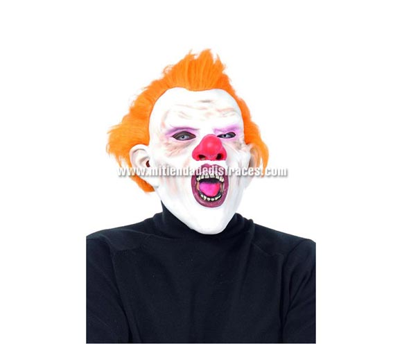 Máscara de Payaso con el pelo naranja.