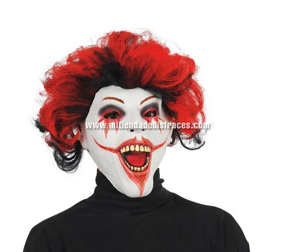 Máscara de Payaso con mechas rojas.
