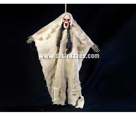 Esqueleto colgante blanco de 50 cm. para Halloween. Artículo muy apropiado para decoración de Halloween.