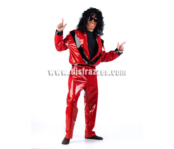 Disfraz de Michael Jackson adulto de Thriller. Alta calidad. Disponible en varias tallas. Incluye pantalón y chaqueta. Peluca y gafas NO incluidas, podrás verlas en la sección Complementos. Éste disfraz con la cara pintada incluso con una careta o con un buen maquillaje, es lo más original que podrás llevar éste Halloween. Seguro que das la nota. También para grupos será la sensación. Disfraz del Rey del Pop.