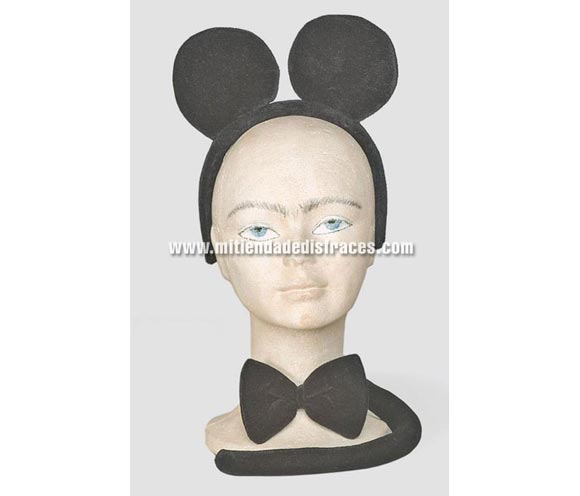 Complemento Mickey (3 piezas). Compuesto de Diadema con Orejas, Lazo y Cola