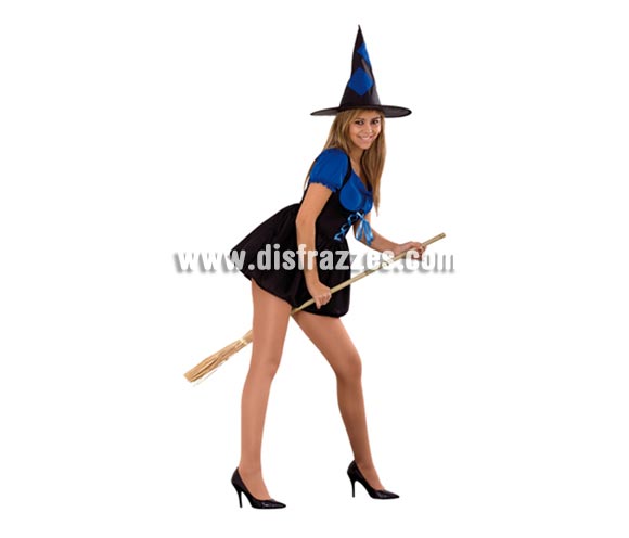 Disfraz de Bruja Sexy azul adulta para Halloween barato. Talla única 38/42. Incluye sombrero y vestido. Escoba NO incluida, podrás verla en la sección Complementos. Éste disfraz de Halloween es ideal para celebrar la Fiesta de la Noche de las Brujas cada vez más arraigada en nuestro País en Pub's, Discotecas, Casas particulares,  Restaurantes o Colegios y ayudar a crear un ambiente terrorífico y tenebroso indispensable para la Noche de Halloween la cual se celebra la víspera de Todos los Santos.
¡¡Compra tu disfraz para Halloween en nuestra tienda de disfraces, será divertido!!