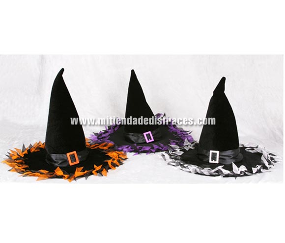 Sombrero de Bruja aterciopelado 3 colores surtidos. Precio por unidad, se venden por separado.