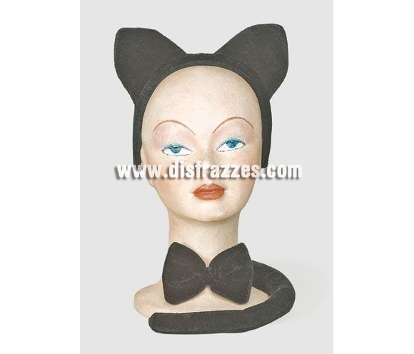 Complemento Gato (3 piezas). Incluye diadema con orejas, lazo y cola.