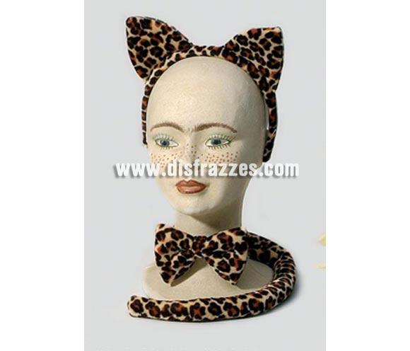 Complemento Leopardo (3 piezas). Incluye diadema con orejas, lazo y cola. Ideal para Despedidas de Soltera.