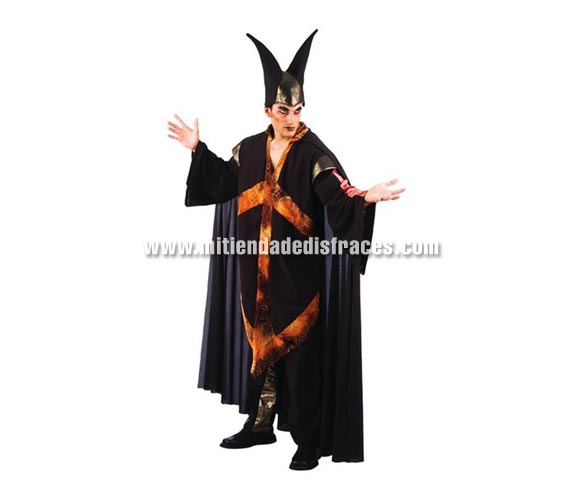 Disfraz de Diablo de las tinieblas adulto deluxe. Alta calidad. Hecho en España. Incluye pantalón, gorro y camisa con capa.