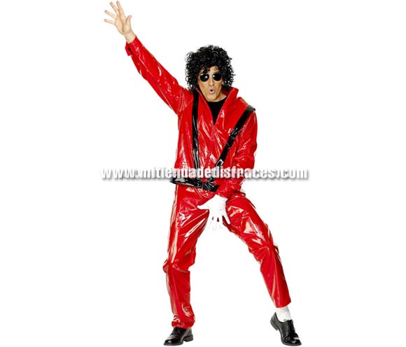 Disfraz de Michael Jackson infantil de Thriller. Alta calidad. Disponible en varias tallas. Incluye pantalón y chaqueta. Peluca y gafas NO incluidas, podrás verlas en la sección Complementos. Éste disfraz con la cara pintada incluso con una careta o con un buen maquillaje, es lo más original que podrás llevar éste Halloween. Seguro que das la nota. También para grupos será la sensación. Disfraz del Rey del Pop.