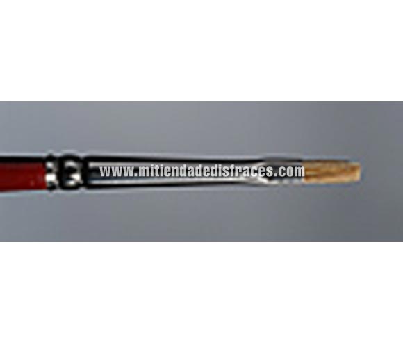 Pincel con pelo de buey, (runderpenseel), 2 mm.
Los pinceles de pelo de buey son apropiados para pintar la cara con el Water Make-up (maquillaje al agua). Los pinceles de pelo de buey son planos con la punta plana. Los pinceles tienen en un mango rojo y en el se indica el número que corresponde a la anchura en mm (milímetros). Los pelos de los pinceles R2 y R4 pueden cortarse en ángulo para poder hacer un trabajo más fino (por ejemplo para darle forma a las cejas, o para dar un efecto camuflaje).

Aplicación
El pelo de buey requiere más control, por lo tanto ejerza tensión con cuidado cuando trabaje con este tipo de pinceles.
Limpieza del producto
Los pinceles de pelo de buey se pueden limpiar con champú, jabón o agua. Después de lavar, moldee con la mano los pelos mojados en la forma correcta y deje el pincel encima de una toalla seca.

No deje el pincel en forma vertical mientras se está secando, porque el agua restante la va a absorber el mango del pincel. Tampoco deje los pinceles remojados en agua por periodos largos de tiempo, porque se dañan los pelos del pincel. 