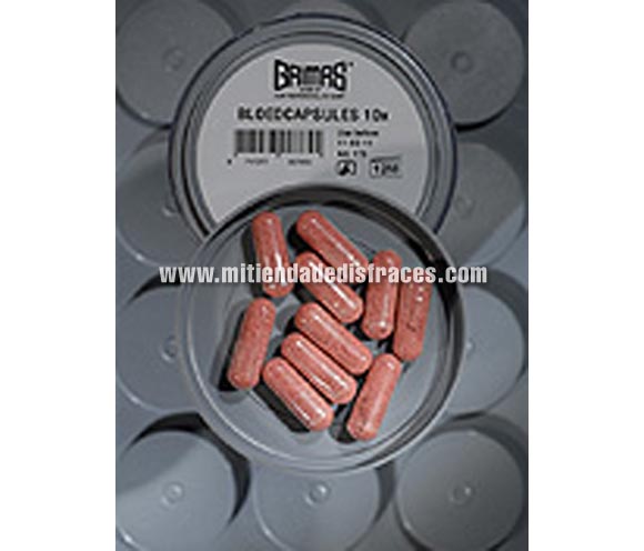 Blood Capsules (cápsulas de sangre) son cápsulas que están llenas de un polvo rojo que produce el efecto de “sangre” cuando éste se mezcla con la saliva. Uno de los ingredientes de este producto es el ácido cítrico que estimula la producción de saliva y crea un efecto claro de sangre brotando. Las cápsulas de sangre se utilizan para varios efectos especiales en cine, televisión y teatro. Las cápsulas de sangre se venden en cajas que contienen 10 piezas.
Oculte la cápsula en la boca (la cápsula se disuelve lentamente) y muérdala cuando el efecto de sangre sea necesario. 
Cuando las cápsulas de sangre se usan en ropa no es posible quitar las manchas por medio de lavado. Sin embargo, los rastros de sangre en la piel se pueden quitar con el producto Cleansing Lotion  (la loción limpiadora).
