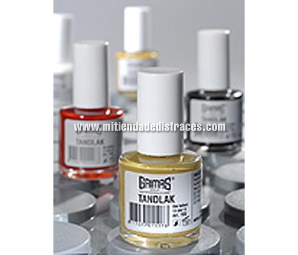 Laca dental de color rojo.Es un barniz con base de alcohol que se utiliza para colorear los dientes. El barniz está disponible en un frasco de 10 ml y contiene un pincel aplicador.

Colores
El esmalte de dientes está disponible en color blanco, negro, rojo, dorado y el color que se obtiene con el uso de nicotina. 
 
Procedimiento
Seque los dientes con un pañuelo. Agite el envase bien antes de usar el producto. Aplique el esmalte de dientes con el pincel aplicador y déjelo secar durante unos segundos.
