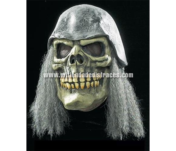 Máscara de Calavera con pelo y casco.