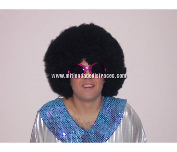 Peluca afro pelo de 21 cm. negra. Muy buena calidad. Fabricada en España. Talla universal.