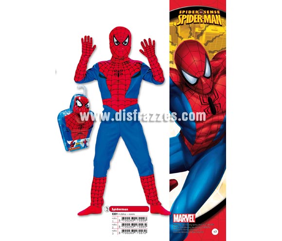 Disfraz de Spiderman infantil para Carnaval. Disponible en varias tallas. Incluye disfraz y careta. Guantes NO incluidos. Presentación en blister regalo. Disfraz con licencia MARVEL perfecto como regalo.
Éste traje es perfecto para Carnaval y como regalo en Navidad, en Reyes Magos, para un Cumpleaños o en cualquier ocasión del año. Con éste disfraz harás un regalo diferente y que seguro que a los peques les encantará y hará que desarrollen su imaginación y que jueguen haciendo valer su fantasía. 
¡¡Compra tu disfraz para Carnaval o para regalar en Navidad o en Reyes Magos en nuestra tienda de disfraces, será divertido y quedarás muy bien!!
