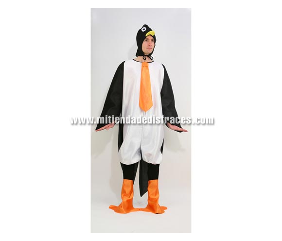 Disfraz de Pingüino adulto. Talla única 50/54. Incluye capucha, vestido y cubrepies.