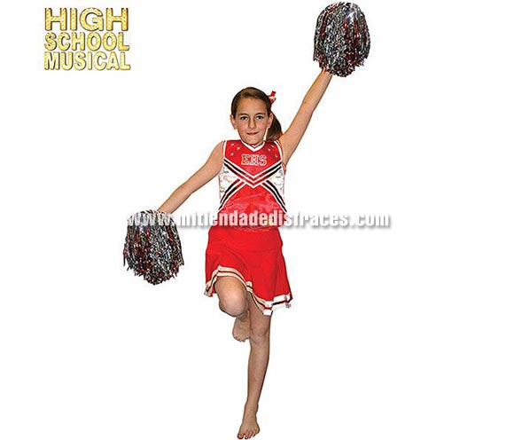 Disfraz de HSM Cheerleader. Talla de 5 a 6 años. Incluye camisa con luz, falda y pompones. Disfraz de High School Musical con licencia Disney ideal para regalar.