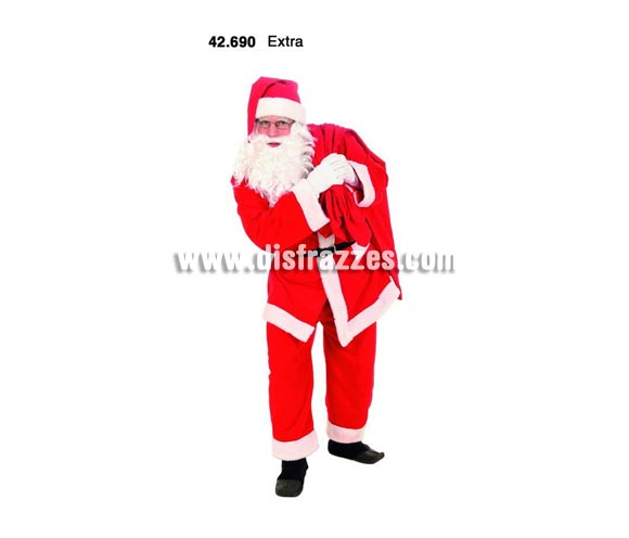 Traje de Papa Noel adulto Extra. Talla única 52/56. Incluye traje de Papa Noel sin guantes, saco ni peluca y barba, todo ésto lo podrás ver en las secciones de Complementos para Navidad, y Pelucas, Barbas y Bigotes de Navidad. Éste disfraz de Navidad es ideal para la época Navideña en la que los niños hacen teatros de Belenes e interpretan canciones tradicionales en los Colegios y se comienzan a preparar las Fiestas en las que Reina la Paz y la Unidad. Disfrazándote con un disfraz para Navidad, o disfrazando a tus hijos con disfraces de Navidad, ayudas a crear ese ambiente mágico en el que los peques se sienten protagonistas y sienten el auténtico Espíritu Navideño que entre todos debemos crear.
¡¡Compra tu disfraz para Navidad en nuestra tienda de disfraces, será divertido!!
