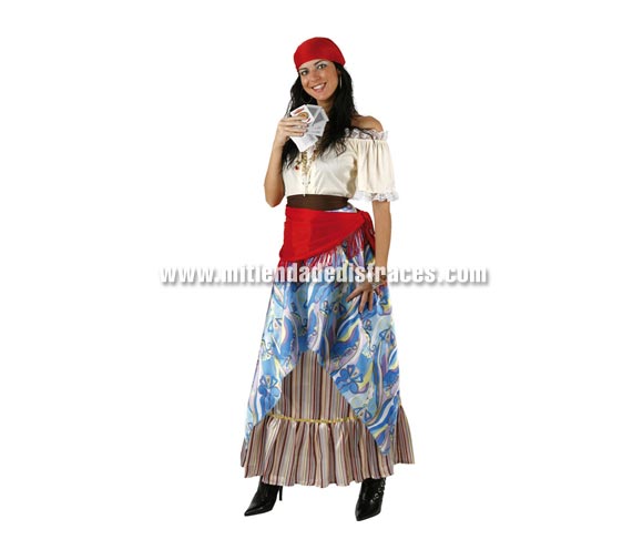 Disfraz de Pitonisa adulta. Talla única 38/42. Un disfraz muy bonito que también se podría denominar disfraz de Zíngara para mujer.
