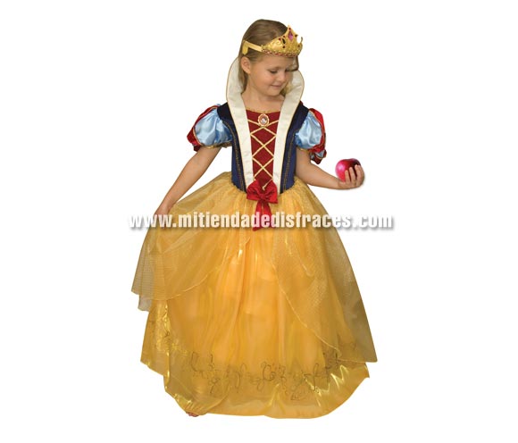 Disfraz de Blancanieves supreme infantil. Talla de 7 a 8 años. Incluye vestido y corona. Un disfraz con licencia Disney de la gama más alta con excelentes acabados, ideal para pedir a los Reyes Magos o Papa Noel o para regalar en cualquier fecha del año.