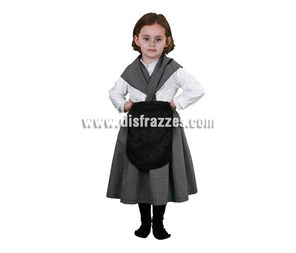 Disfraz de Castañera o Vieja talla de 7 a 9 años. Incluye pañuelo, delantal, vestido.