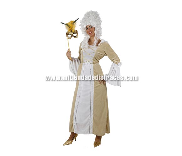 Disfraz de Dama de Época adulta. Talla única 38/42. Incluye vestido. Máscara Veneciana y Peluca NO incluidas, podrás verlas en la sección Complementos.