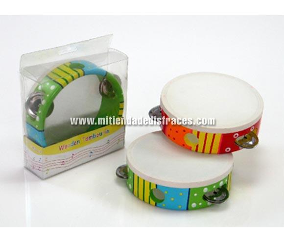 Pandereta de madera decorada de 15 cms. Para cantar los mejores Villancicos junto a la familia en Navidad.