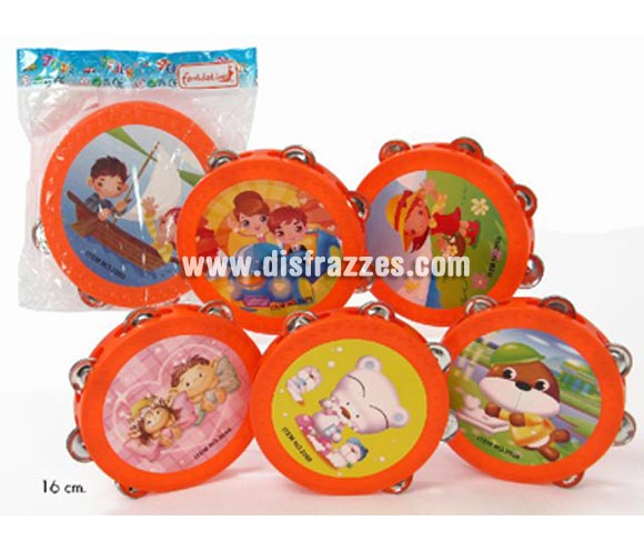 Pandereta de plástico de 16 cms. 6 modelos surtidos. Precio por unidad. Para cantar los mejores Villancicos junto a la familia en Navidad.