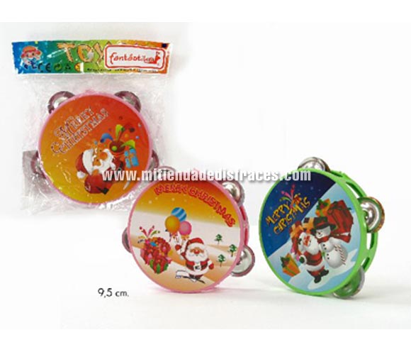 Pandereta de plástico de 9,5 cms. 3 modelos surtidos. Precio por unidad. Para cantar los mejores Villancicos junto a la familia en Navidad. 