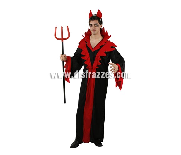 Disfraz de Demonio o Diablo adulto para Halloween. Talla estándar 52/54. Tridente NO incluido, podrás verlo en la sección Complementos. Éste disfraz de Halloween es ideal para celebrar la Fiesta de la Noche de las Brujas en Pub's, Discotecas, Casas particulares,  Restaurantes o Colegios y ayudar a crear un ambiente terrorífico y tenebroso indispensable para la Noche de Halloween la cual se celebra la víspera de Todos los Santos.
¡¡Compra tu disfraz para Halloween en nuestra tienda de disfraces, será divertido!!
