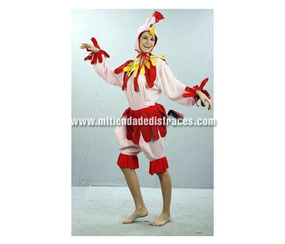 Disfraz de Gallina adulta. Talla XL 44/48. Incluye capucha, camisa y pantalón.