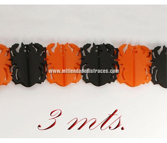 Guirnalda Halloween Araña Naranja/Negra 3 mts.