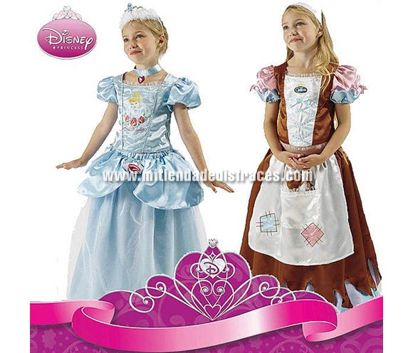 Disfraz de Cenicienta  2x1. Talla de 9 a 10 años. Incluye vestido reversible. Disfraz con licencia Disney ideal para regalar.