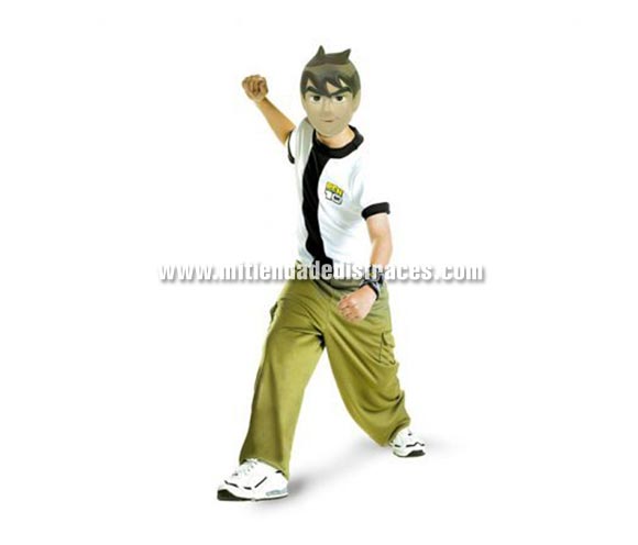 Disfraz de Ben 10 infantil. Talla de 8 a 10 años. Incluye pantalón, camisa, careta y muñequera. Un disfraz con licencia ideal para regalar en Navidad, Reyes Magos y en cualquier fecha del año.