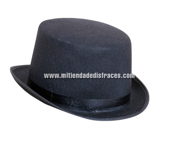 Sombrero de copa fieltro negro.
