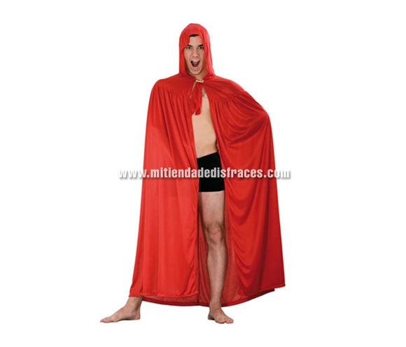 Capa con Capucha en tela de Punto de color Rojo. Talla única de adultos.