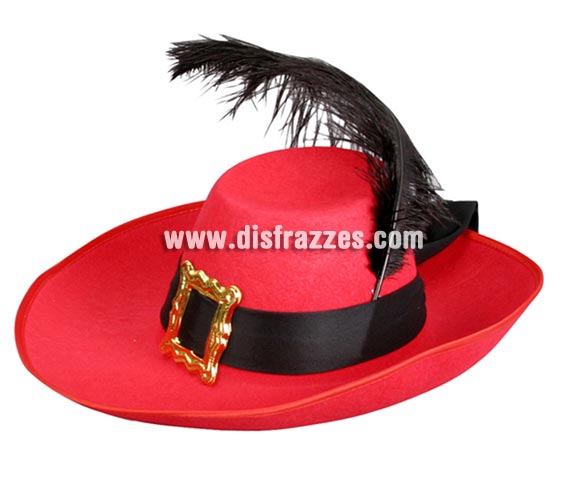 Sombrero de Mosquetero adulto con pluma para Carnaval. Talla universal de adultos. Ideal como complemento de tu disfraz de Dartañan.