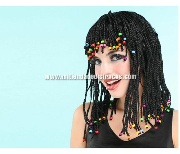 Peluca trenzas estilo Reggae de color negra.