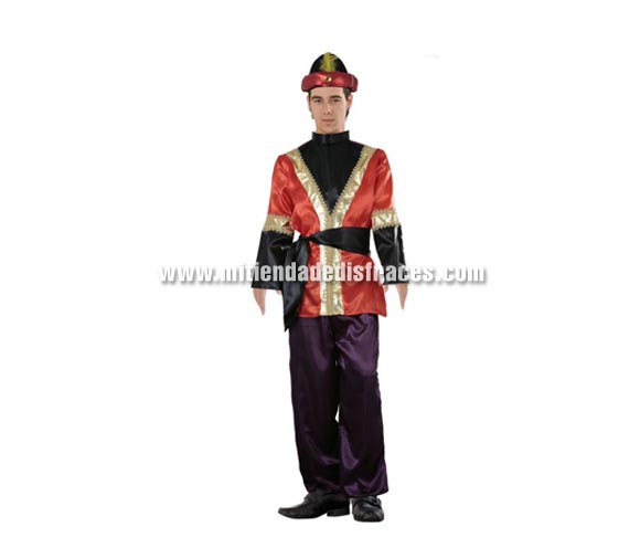 Disfraz de Paje rojo adulto. Talla única 52/54. Incluye blusón, cinturón y pantalón. Sombrero NO incluido, podrás verlo en la sección complementos.