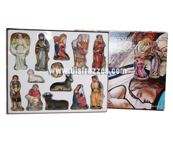 Nacimiento Belén grande compuesto por 13 figuras. Presentación en caja. Tamaño de la figura más grande 21,5 cms. ¡¡Compra tu Belén para montarlo y decorar tu casa en Navidad, será divertido y bonito!!