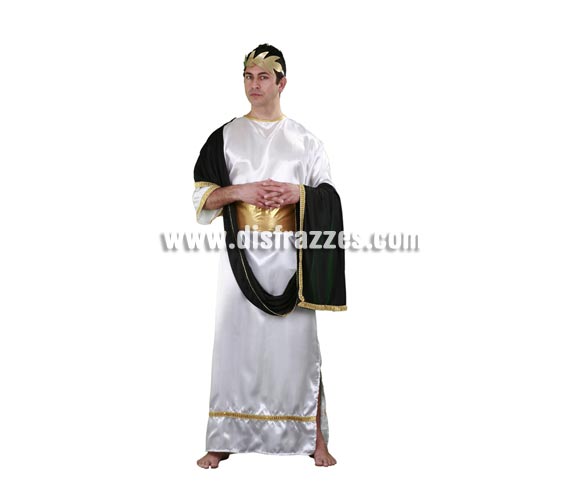 Disfraz de César adulto. Talla standar 52/54. Incluye túnica, manto, cinturón y corona. Disfraz de Romano adulto perfecto también para Cabalgatas de Reyes y representaciones teatrales.