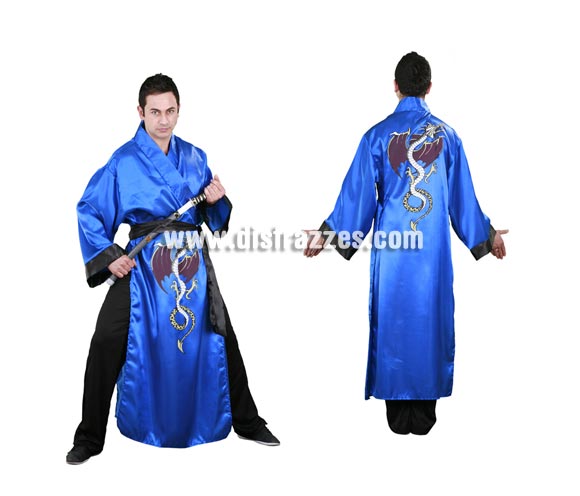 Disfraz barato de Samurai adulto. Talla única 52/54. Incluye Kimono, pantalón y cinturón. Espada NO incluida, podrás verla en la sección de Complementos.