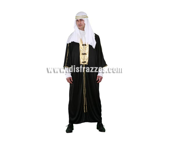Disfraz de Jeque Árabe adulto. Talla única 52/54. Incluye túnica, pañuelo y cordón. Disfraz de Moro o de Laurence de Arabia para hombre.