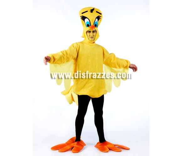 Disfraz de Pollito para adultos. Disponible en varias tallas. Para ir igual que Piolín. Ideal para Peñas, Comparsas y Grupos. También tenemos la pareja con la referencia 0257CON.