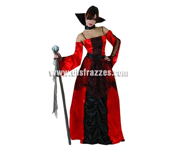 Disfraz de Vampiresa o Vampira Gótica adulta para Halloween. Tala standar  M-L = 38/42. Cetro o Bastón de mando NO incluido. Éste disfraz de Halloween es ideal para celebrar la Fiesta de la Noche de las Brujas en Pubs, Discotecas, Casas particulares,  Restaurantes o Colegios y ayudar a crear un ambiente terrorífico y tenebroso indispensable para la Noche de Halloween la cual se celebra la víspera de Todos los Santos.
¡¡Compra tu disfraz para Halloween en nuestra tienda de disfraces, será divertido!!
