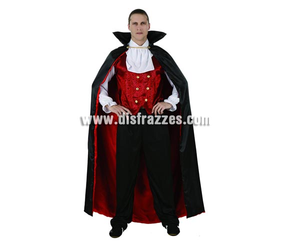 Disfraz de Vampiro o Drácula adulto talla XL para Halloween. Talla XL 54/58. Éste disfraz de Halloween es ideal para celebrar la Fiesta de la Noche de las Brujas en Pubs, Discotecas, Casas particulares,  Restaurantes o Colegios y ayudar a crear un ambiente terrorífico y tenebroso indispensable para la Noche de Halloween la cual se celebra la víspera de Todos los Santos.
¡¡Compra tu disfraz para Halloween en nuestra tienda de disfraces, será divertido!!
