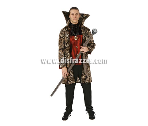Disfraz de Vampiro adulto para Halloween. Talla estándar 52/54. Bastón de mando NO incluido. Éste disfraz de Halloween es ideal para celebrar la Fiesta de la Noche de las Brujas en Pub's, Discotecas, Casas particulares,  Restaurantes o Colegios y ayudar a crear un ambiente terrorífico y tenebroso indispensable para la Noche de Halloween la cual se celebra la víspera de Todos los Santos.
¡¡Compra tu disfraz para Halloween en nuestra tienda de disfraces, será divertido!!
