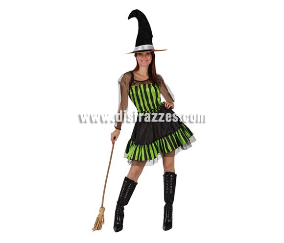 Disfraz Sexy de Bruja Verde adulta para Halloween. Talla única M-L 38/42. Incluye Sombrero y Vestido. Escoba NO incluida, podrás verla en la sección de Complementos para Halloween. Éste disfraz de Halloween es ideal para celebrar la Fiesta de la Noche de las Brujas en Pubs, Discotecas, Casas particulares,  Restaurantes o Colegios y ayudar a crear un ambiente terrorífico y tenebroso indispensable para la Noche de Halloween la cual se celebra la víspera de Todos los Santos.
¡¡Compra tu disfraz para Halloween en nuestra tienda de disfraces, será divertido!!
